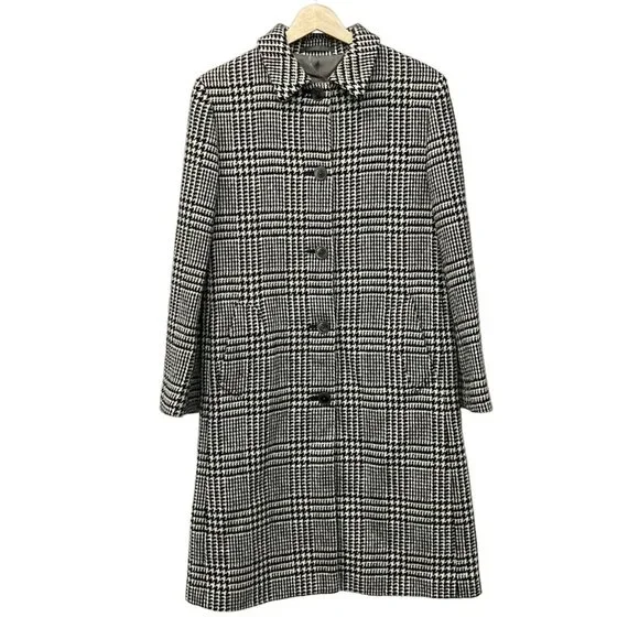 Margaret Howell 100% wool black and white plaid checked long winter coat - Picture 1 of 3